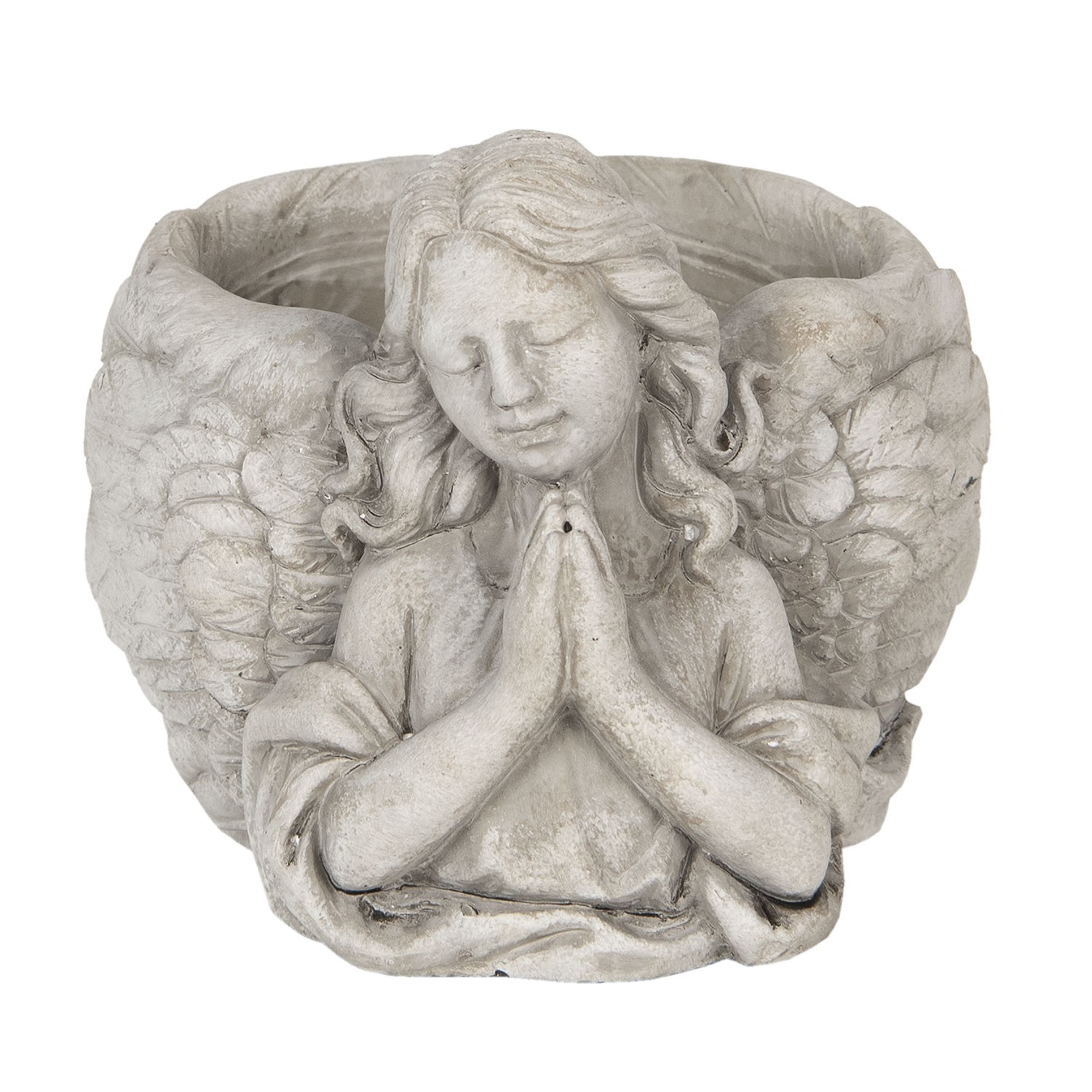 Šedý květináč s andělkou Anjel - 19*17*14 cm