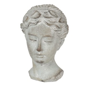 Šedá socha hlava ženy - 12*11*17 cm