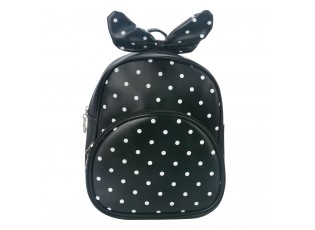 Dětský černý batůžek s puntíky  a mašlí - 20*10*24 cm