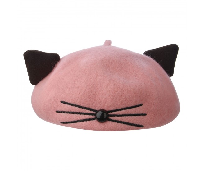 Růžovo černý dětský baret alá Kočka