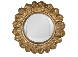 Nástěnné zrcadlo ve zlatém masivním rámu Marcellette – Ø 18*2 cm