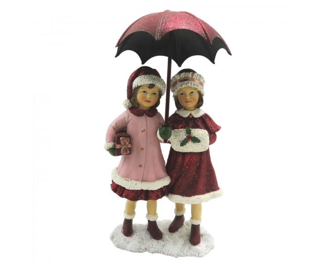 Dekorace děti s deštníkem - 11*6*16 cm