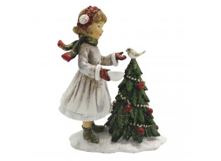Dekorace děvče s vánočním stromečkem - 9*5*12 cm