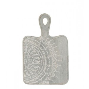 Šedé servírovací prkénko s malovaným ornamentem - 16*1,6*25 cm