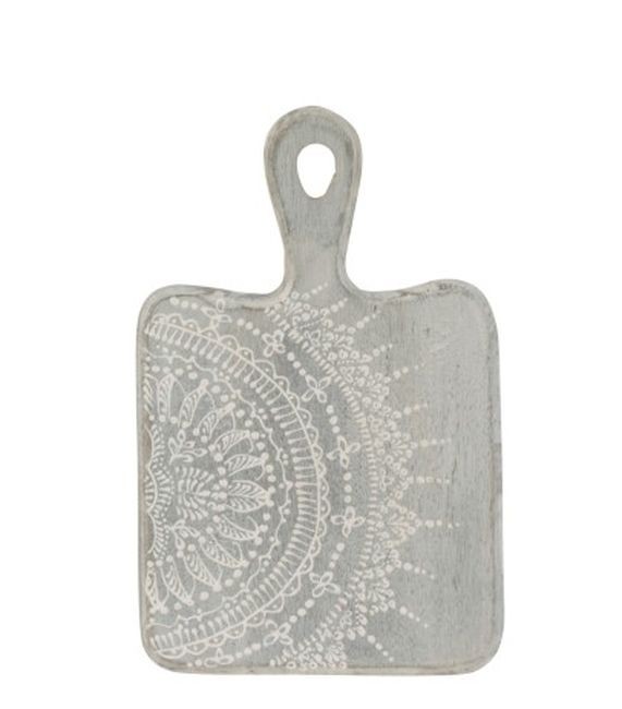 Šedé servírovací prkénko s malovaným ornamentem - 16*1,6*25 cm
