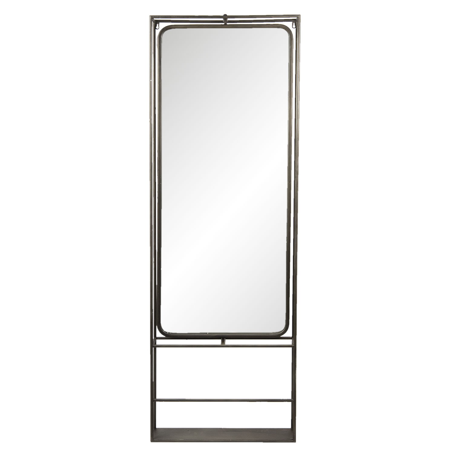 Zrcadlo v kovovém rámu s policemi Norberta - 60*13*180 cm 52S215