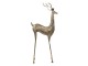 Zlatá kovová dekorativní úzká soška jelena s patinou - 55*21*132 cm
