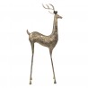 Zlatá kovová dekorativní úzká soška jelena s patinou - 55*21*132 cm Barva: zlatá s patinouMateriál: MetalHmotnost: 3 kg