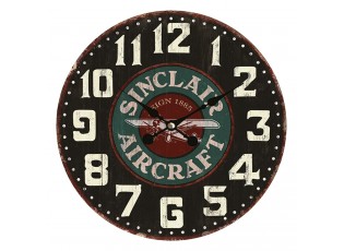 Nástěnné hodiny ve vintage stylu Sinclair Aircraft – Ø 34*4 cm / 1*AA