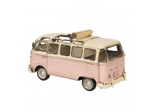 Kovový model retro růžového autobusu Volkswagen - 26*11*13 cm