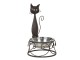 Miska pro zvířata v ozdobném kovovém stojanu s kočkou –  Ø 19*32 cm