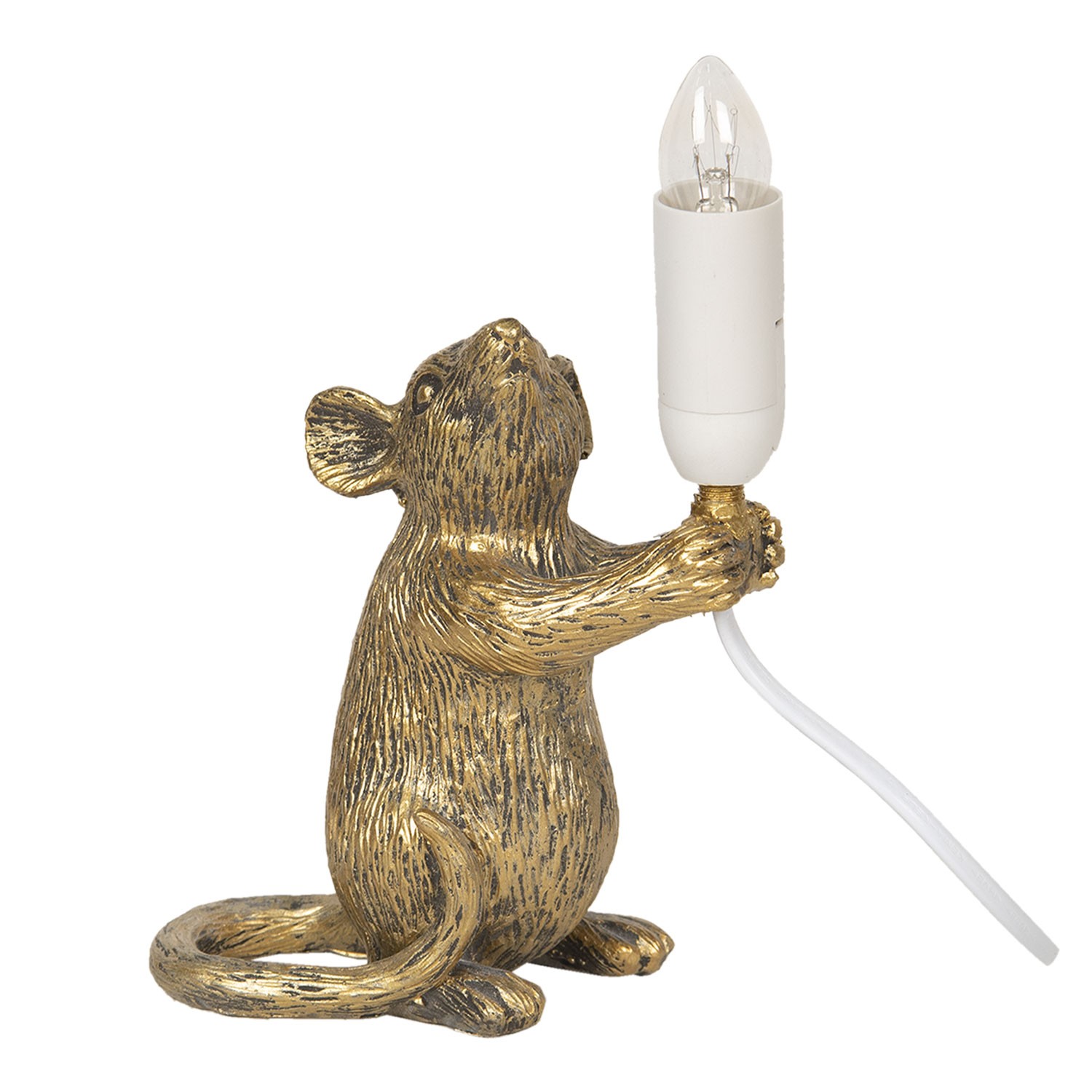 Základna stolní lampa zlatá Myška s patinou - 15*8*19 cm Clayre & Eef