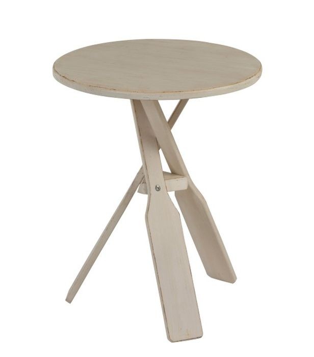 Béžový dřevěný odkládací stolek s pádly Paddles - Ø 45*56cm J-Line by Jolipa