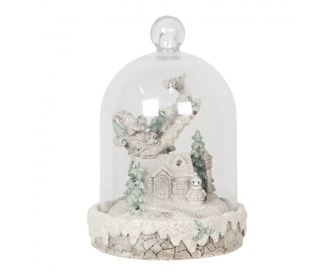 Vánoční dekorace se Santou a saněmi ve skleněné dóze - Ø 13*18 cm