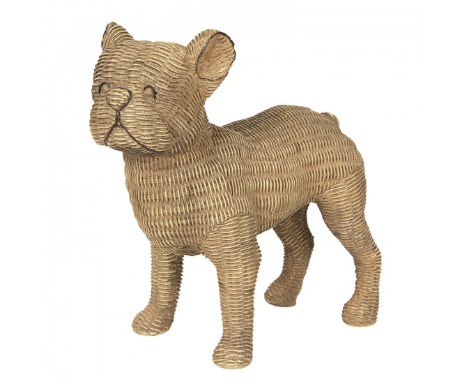 Zlatohnědá dekorace psa v proutěném provedení Chien - 31*16*30 cm
