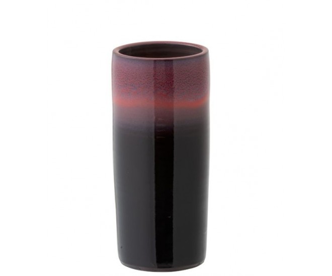 Keramická černo-červená váza Transition - Ø 15*35 cm