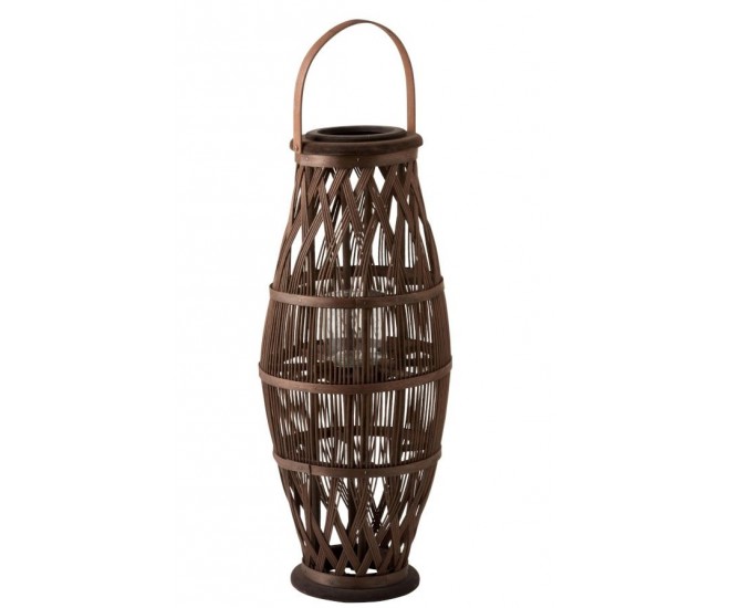Vysoká hnědá bambusová lucerna Bamboo - Ø 29*70 cm