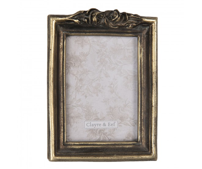 Zlatý fotorámeček s ornamenty a patinou - 8*2*11 cm Clayre & Eef