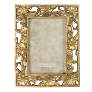 Rámeček na fotografie se zlatými květinovými ornamenty - 16*2*21 cm / 10*15 cm