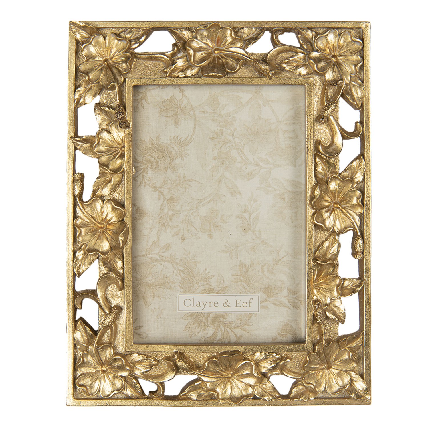 Rámeček na fotografie se zlatými květinovými ornamenty - 16*2*21 cm / 10*15 cm