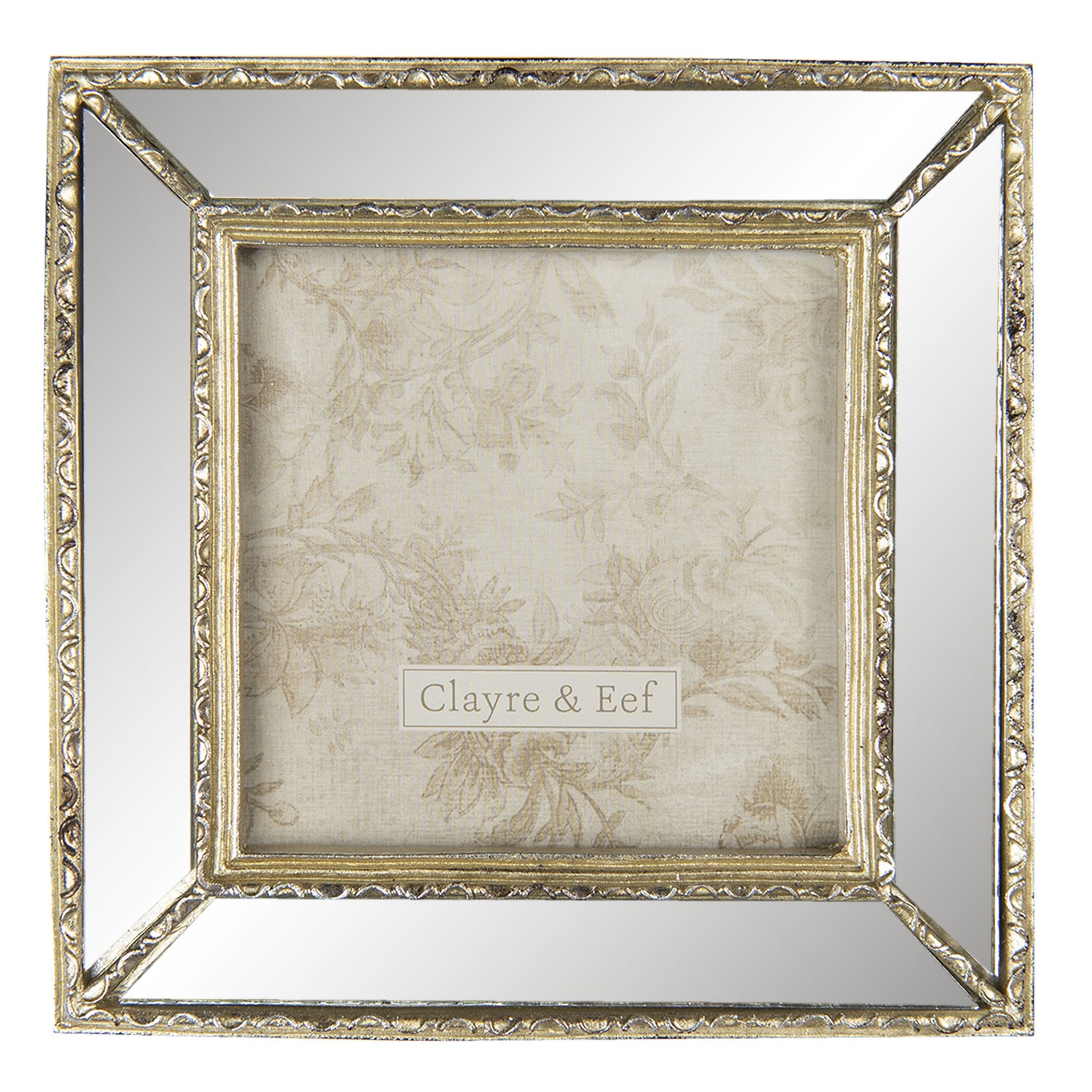 Zlatý fotorámeček se zrcadlovým okrajem - 15*2*15 cm / 10*10 cm Clayre & Eef