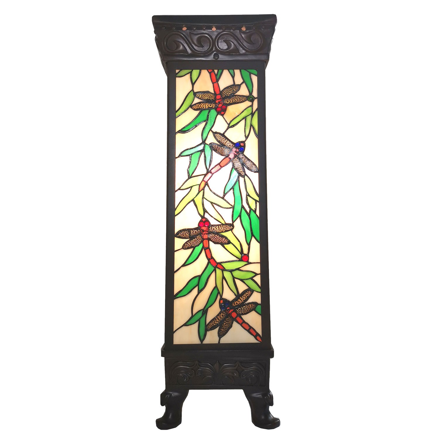 Stolní lampa světelný sloup Tiffany Dragonfly - 26*26*71 cm E27/max 1*100W