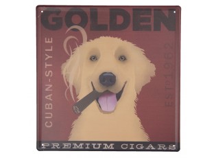 Nástěnná kovová cedule psa Golden - 30*30 cm