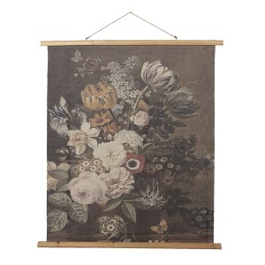 Nástěnná vintage mapa s květy - 80*2*100 cm