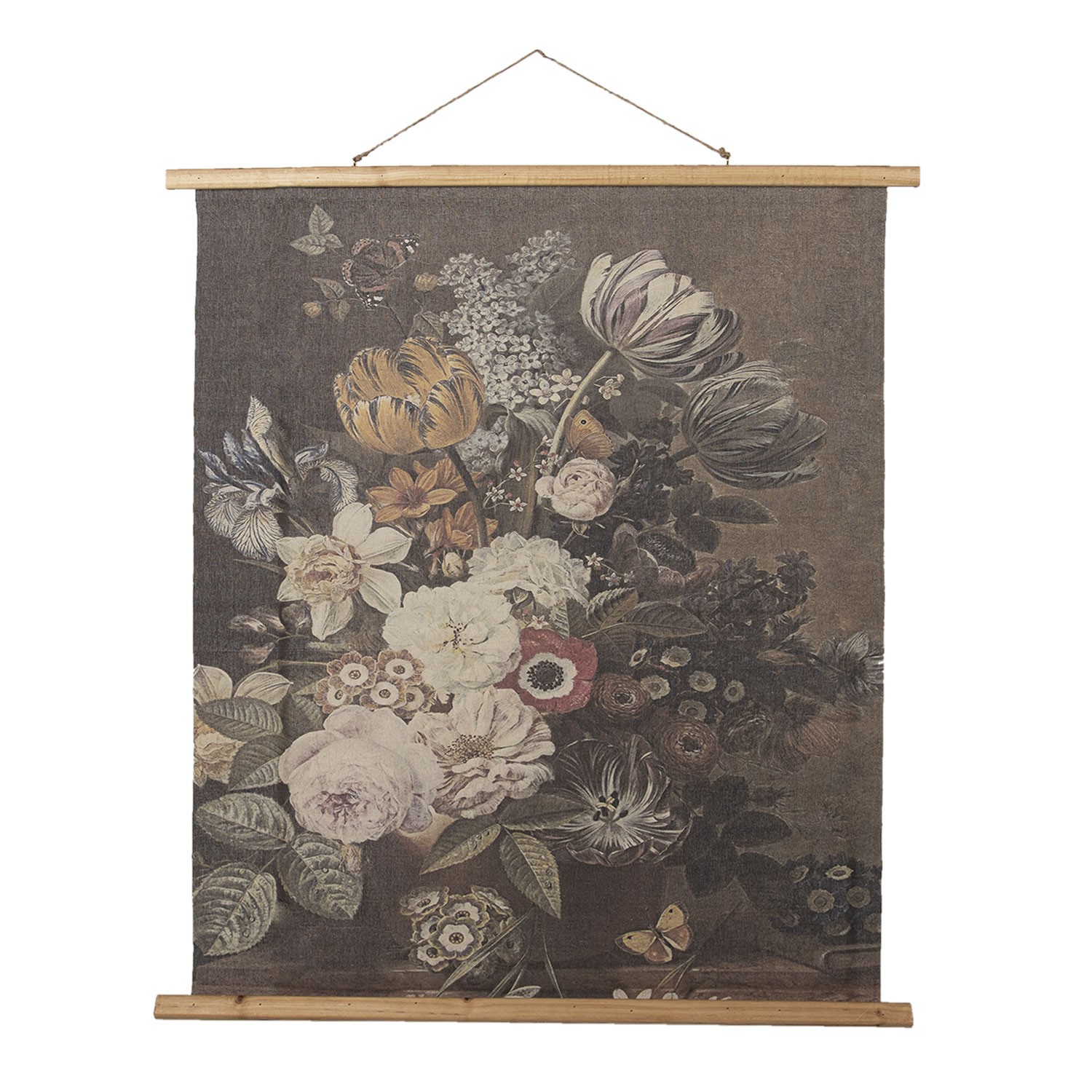 Nástěnná vintage mapa s květy - 80*2*100 cm