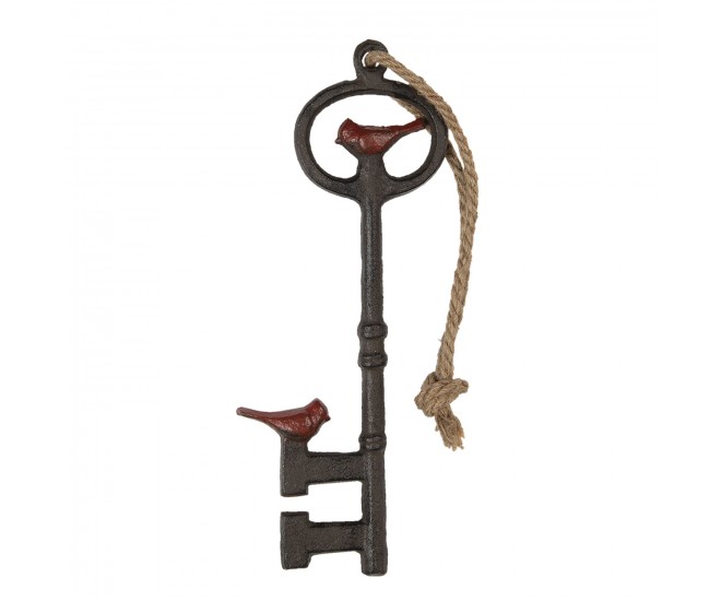 Závěsná ozdoba dekorativní litinový klíč s ptáčkem - 13*2*33 cm
