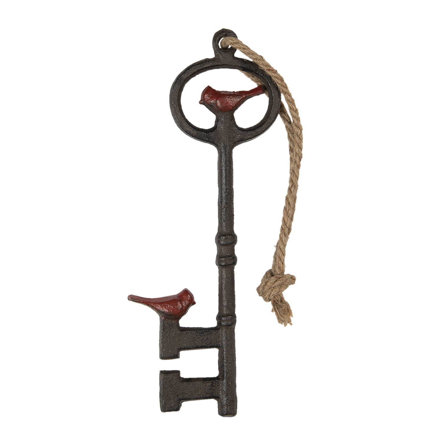 Závěsná ozdoba dekorativní litinový klíč s ptáčkem - 13*2*33 cm 6Y3911