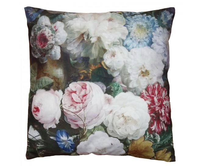 Sametový povlak na polštář s rozkvetlými květy Manon - 45*45 cm