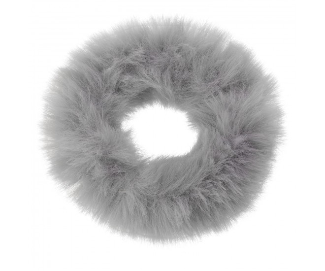 Šedá chlupatá gumička do vlasů - Ø7cm Clayre & Eef