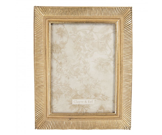 Zlatý vintage rámeček na fotografie s proužky - 18*2*22 cm / 13*18 cm