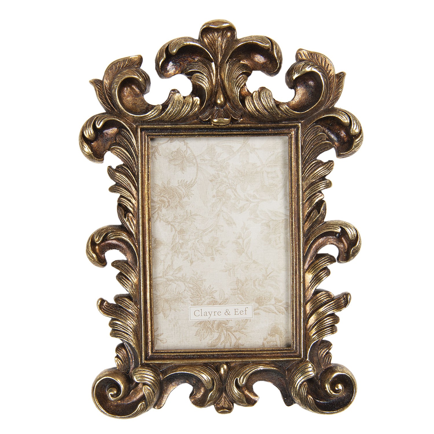 Antik zlatý fotorámeček s ornamenty - 18*2*27 cm / 10*15 cm Clayre & Eef