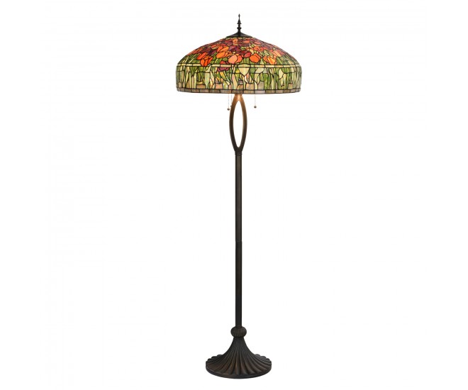 Stojací vitrážová lampa Tiffany Amorette – Ø 56 cm E27/max 3*60W