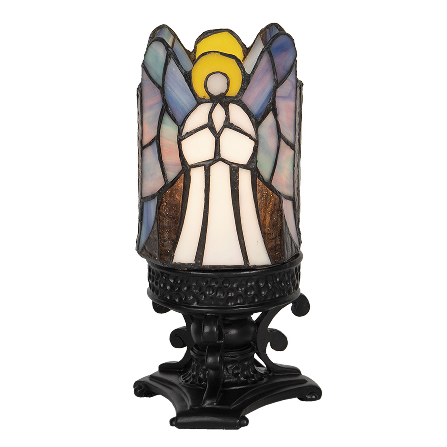 Vitrážová stolní lampa Tiffany Ange – Ø 14*21 cm E14/max 1*25W Clayre & Eef