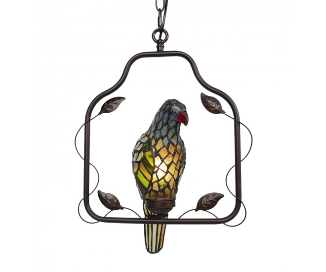 Závěsné vitrážové světlo Tiffany v designu papouška – 40*26*86 cm E14/max 1*25W