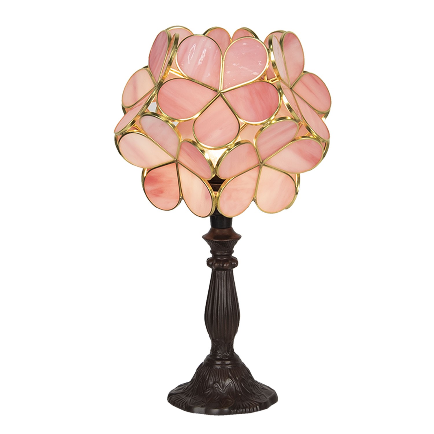 Růžová stolní lampa Tiffany Bloom - 21*21*38 cm 5LL-6065
