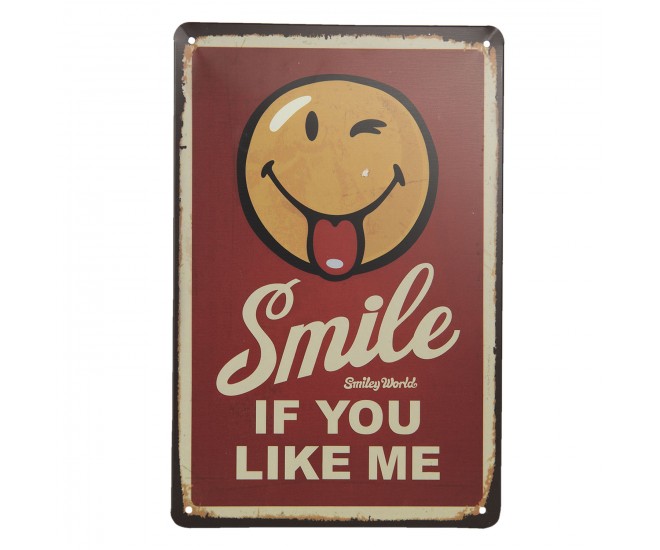 Nástěnná kovová cedule Smile If You Like me - 20*30 cm