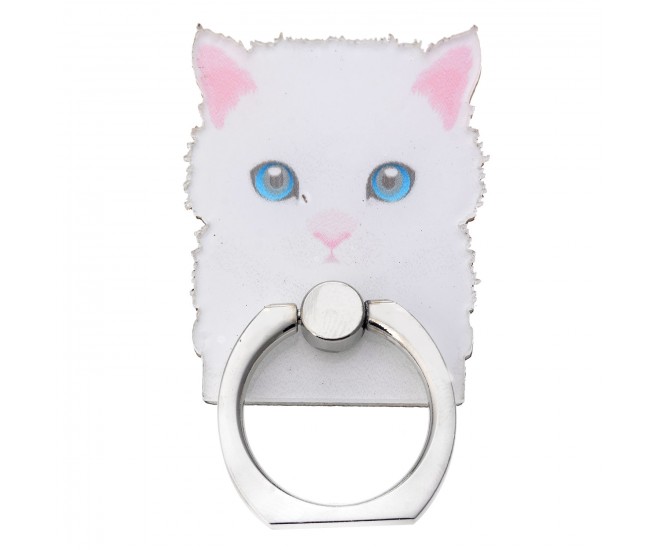 Prsten na mobilní telefon Bílá kočka