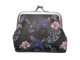 Černá peněženka s květy a papoušky Papagay - 9*7 cm