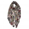 Černý šátek s motivem listů - 90*180 cm