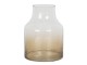 Hnědo bílá skleněná váza - Ø 14*20 cm