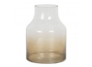 Hnědo bílá skleněná váza - Ø 14*20 cm