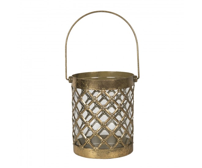 Zlatý kovový svícen Deline – Ø 13*16 cm Clayre & Eef