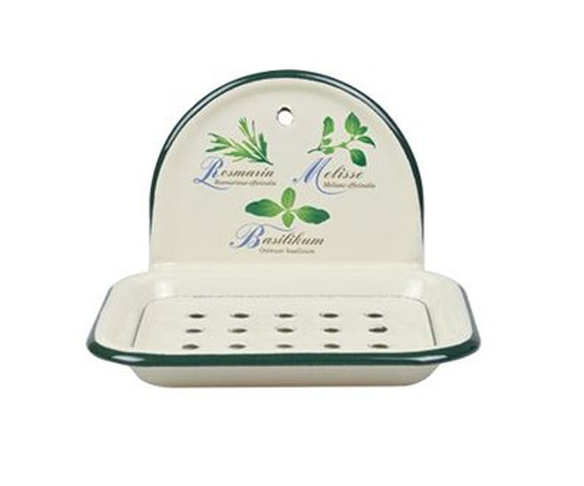 Krémová smaltovaná mýdlenka s bylinkami Herbs - 13*10*9cm