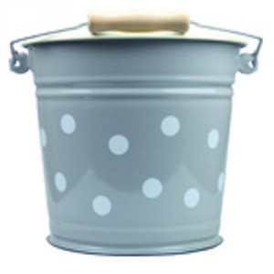 Šedý smaltovaný kyblík s puntíky Grey dot - Ø24*23cm - 6L