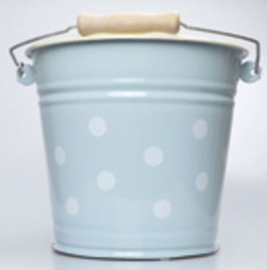 Modrý smaltovaný kyblík s puntíky Blue dot - Ø24*23cm - 6L