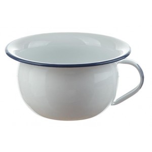 Bílá smaltovaná mísa s uchem - Ø 18*10cm - 1L